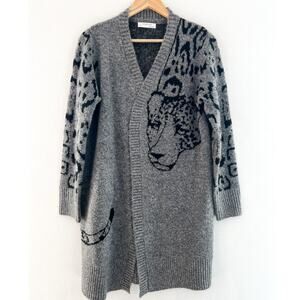Anthropologie Gray Leopard Cardigan